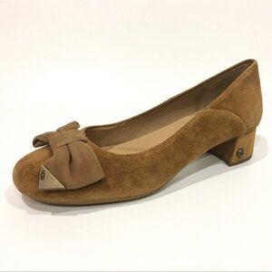 UGG Women's Brown Suede Flats with Bow Accent